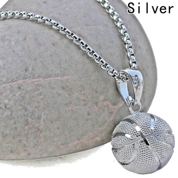 3D Basketball Silver Color Pendant Chain - New - Picture 3 of 4